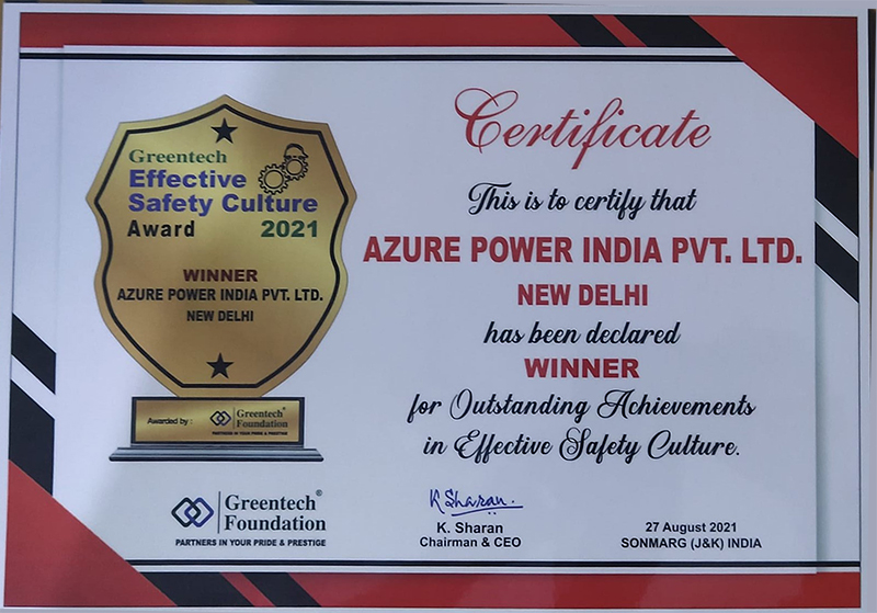 Greentech effective safety culture award